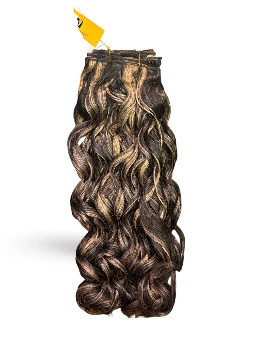 Wavy Human Hair Weave - Dark Brown with Blonde Highlights